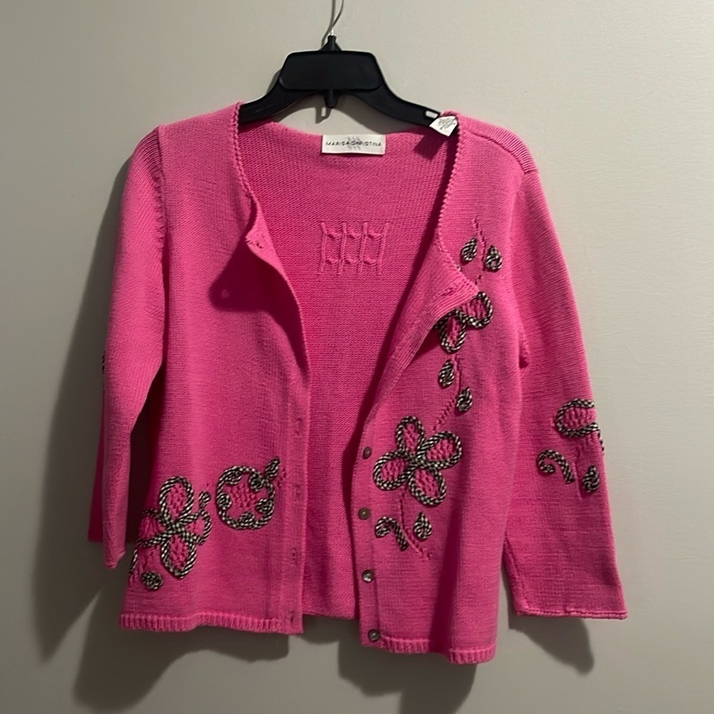Marisa Christina Vintage Embroidered Button Cardigan